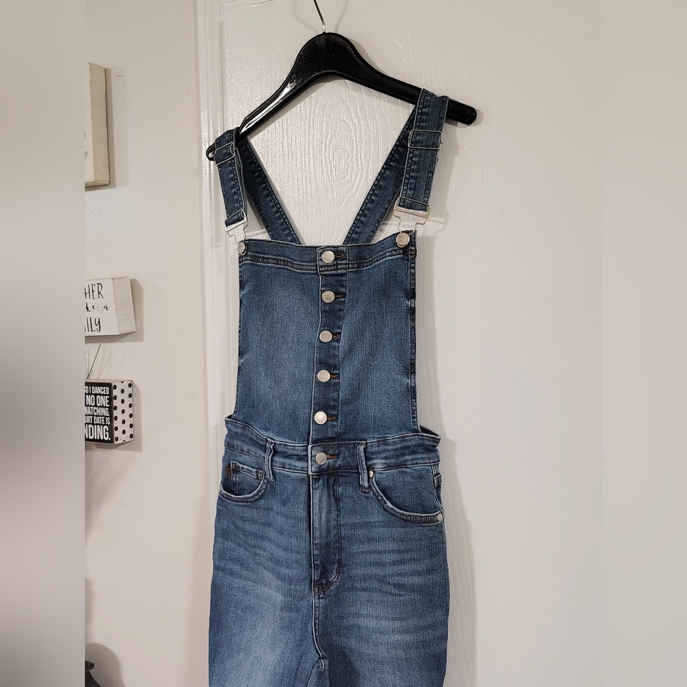High-Rise Blue Denim Overalls Jeans - Womens - Picture 13 of 16